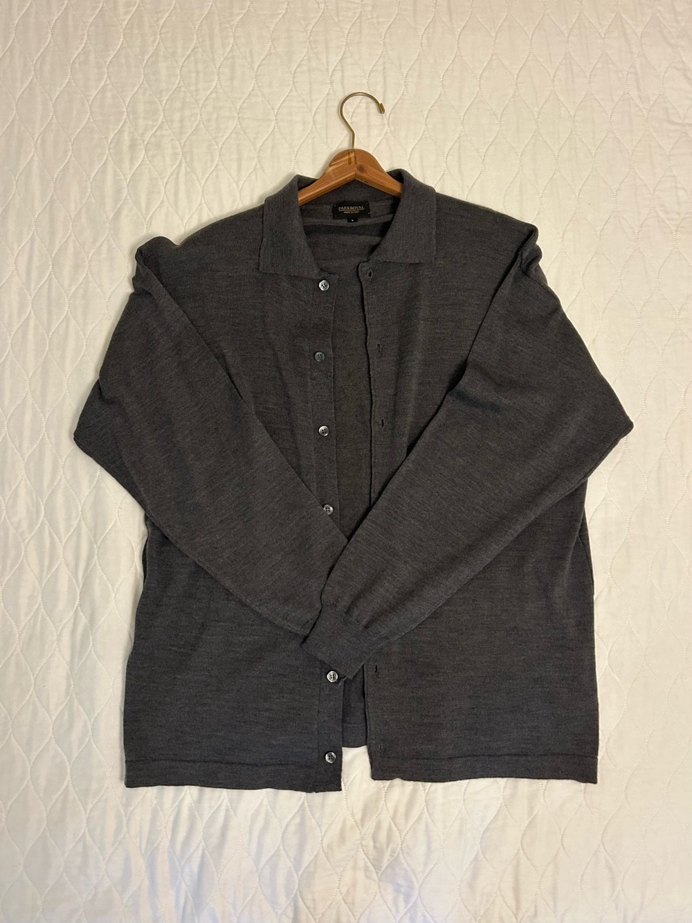 Men's Dark Gray Button-Up Knit Sweater Cardigan